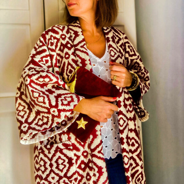 veste kimono gallia bordeaux femme matelassée manteau